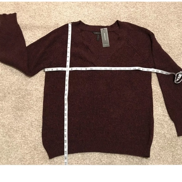SOLD! BCBGMAXAZRIA V-Neck Burgundy Sweater, Size L - Picture 5 of 8